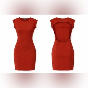 Zara Burnt Orange Stretch Knit Open Back Mini Dress Size M